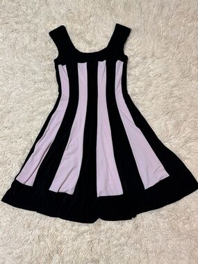 NWOT women’s size 6 Black and Light Pink Striped Fit & Flare Dress